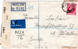 73278 - Grossbritannien - 1944 - 8d KGVI EF A R-LpBf M Dt & Brit Zensur BIRSTALL -> WINTERTHUR (Schweiz) - Covers & Documents