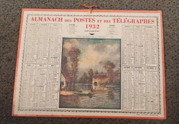 CALENDRIER 1932 POSTES PTT Maine Et Loire 49 - Illustration  Pêche Au Bord De La Moselle 57 - OLLER Paris Puteaux - Big : 1921-40