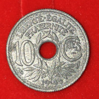 1945 - 10 Centimes Lindauer Petit Module 17mm France / KM#906 - 10 Centimes