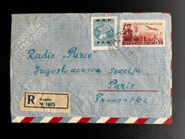 JUGOSLAVIJA YUGOSLAVIA 1951 REGISTERED LETTER KOLASIN TO PARIS 21-05-1951 - Covers & Documents