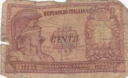 BIGLIETTO DI STATO  ITALIA 100 LIRE -  F (BN111 - 100 Liras