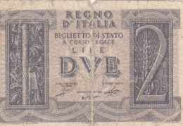 BIGLIETTO DI STATO  ITALIA 2 LIRE -  F (BN135 - Regno D'Italia – 2 Lire