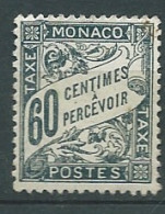 MONACO - Taxe -  Yvert N° 21 (*)  " Neuf Sans Gomme (*) - Malb12804 - Impuesto