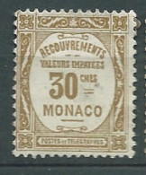 MONACO - Taxe -  Yvert N° 15 (*)  " Neuf Sans Gomme (*) - Malb12812 - Impuesto