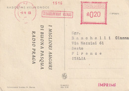 CARTOLINA 1963 CECOSLOVACCHIA RADIO PRAGA -TIMBRO ROSSO MECCANICO (M_146 - Lettres & Documents