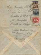 Carta Circulada De Barcelona A Puebla De Híjar (Teruel), Frente De Aragón (División Luís Jubert), El 11/5/37. Al Dorso  - Republicans Censor Marks
