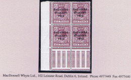Ireland 1922-23 Thom Saorstát 3-line Overprint In Blue-black On 6d Purple Corner Block Of 4 Fresh Mint - Ongebruikt