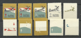 FINLAND 1952 Christmas Noel Weihnachten Vignette Poster Stamp PROOFS MNH Original Gum - Nuovi