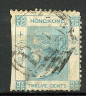 H-K  Yv. N° 12a ; SG N° 12 Fil CC  (o)  12c Bleu-vert Victoria  Cote  35  Euro D   2 Scans - Used Stamps