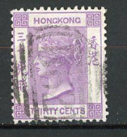 H-K  Yv. N° 17 ; SG N° 16 Fil CC  (o)  30c Mauve Victoria  Cote  8 Euro BE   2 Scans - Usados