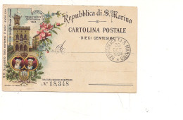 4802) SAN MARINO INTERO POSTALE Annullo FDC 30 Settembre 1894 NUOVO - Ganzsachen