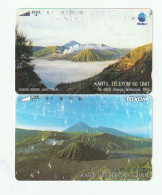 INDONESIA: Mount Bromo Active Volcano.East Java.  2 Differents Telkom Phonecards - Volcanos