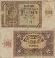 Croatia 1000 Kuna 1941 P-4a Banknote Europe Currency Croatie Kroatien #5322 - Kroatien