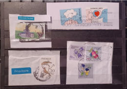 Sweden Svezia Lot 7 Stamps On 4 Fragment Travelled Till 2023 - Used Stamps
