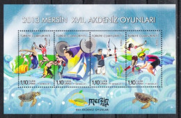 (4039-42 BL) TURKEY 2013 MERSIN XVII Th MEDITERRANEAN GAMES TURTLE SPORT SOUVENIR SHEET MNH** - Ungebraucht