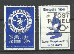 FINLAND 1980 Kriminalpolizei Criminal Police Polizei Vignette Anniversary, 2 Vignettes, O - Polizia – Gendarmeria