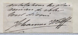 JOHN WOLFF 1863/1931 - Violoniste Néerlandais - Signature Autographe Sur Fragment De Lettre - Zangers & Muzikanten