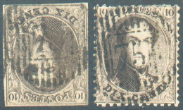 N°6-14 - Médaillons 10 Centimes Brun, Dont 1 Ex. Non Dentelé Très Bien Margé; Le Second, Dentelé Et Très Beau Centrage, - 1849-1865 Médaillons (Autres)