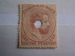 ROYAUME  // ESPAGNE  --1872  AMEDEE 1è - 4 P Brun Rouge-      Percé D'un Trou   Cote 25  Euro - Unused Stamps