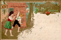 Märchen Hänsel Und Gretel Prägekarte 1901 I-II - Jeux Et Jouets