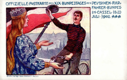 KASSEL - Erinnerung An Den XIX.BUNDESTAG D. DEUTSCHEN RADFAHRER-BUNDES 1902 I Künstlerkarte Sign. A.Wagner I - Ausstellungen