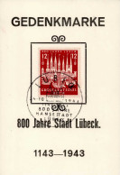 NS-GEDENKBLATT WK II - S-o LÜBECK 24.10.1943 FDC I - War 1939-45