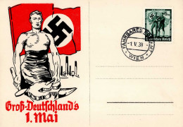 Propaganda WK II Groß-Deutschlands 1. Mai Mit Stempel Fahrbares Postamt Wien 1938 I-II - Guerre 1939-45