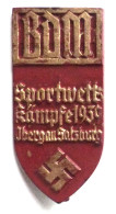 BDM Bund Deutscher Mädel WK II Abzeichen Obergau Salzburg Sportwettkämpfe 1939 Hersteller M 9/25 Sieper Und Söhne, Lüden - Guerre 1939-45