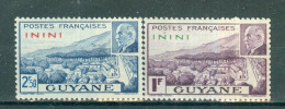 ININI - N°51* Et  52* MH Bord De Feuille Collé Au Verso SCAN DU VERSO - Timbres De Guyane De 1941 (Pétain) Surchargés. - Ongebruikt