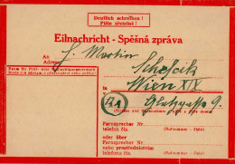 WK II Eilnachrichtenkarte Lebenszeichen Ausgabe Für Böhmen U. Mähren (zweisprachig) Zivile Bedarfsverwendung 1944 (rs. T - Oorlog 1939-45