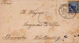 Marine Schiffspost Deutsche Seepost Linie Hamburg-Südamerika (über Lissabon), Rs. Ak-O Langenau 1894 II (stockfleckig) - Guerre 1914-18