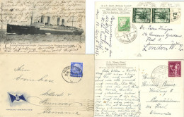 Deutsche Schiffspost 4 Belege Bzw. AK, Seepost Hamburg-Amerika-Linie, M.S. Monte Olivia, K.d.F. Schiff Wilhelm Gustloff  - Guerre 1914-18