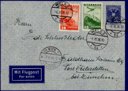 Luftpost Flugpost Österreich Aerogramm GU Mit ZuFr Von Wels  Wien-Flugpost 1936 - Dirigeables