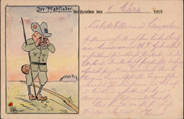 PFADFINDER - Der PFADFINDER Handgemalte Feldpostkarte 1916 I-II - Scouting