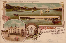 Berlin Tegel (1000) Gruss Vom Restaurant Schützenhaus Heiligensee A. Bergemann 1903 I-II Montagnes - Plötzensee