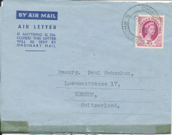 Rhodesia & Nyasaland Aerogramme Sent To Switzerland 23-5-1958 - Rodesia & Nyasaland (1954-1963)