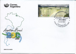 ARGENTINA 2023 200 YEARS OF RELATIONS WITH BRAZIL IGUAZU WATERFALL FLAGS FDC - FDC