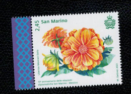 San Marino 2023 15° Anniversario Delle Relazioni Diplomatiche Tra San Marino E Il Messico 1v Complete Set ** MNH - Unused Stamps