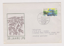 East Germany DDR 1987 Cover FDC Mi#3090, 35 JAHRE LPG, Farm Tractor, Sent Abroad To Bulgaria (66112) - 1981-1990