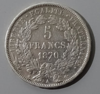 5 Francs Argent 1870 A Ceres Etat TTB - 1870-1871 Kabinett Trochu