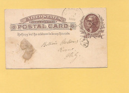 5860) USA 1897 CHARLOTTE  Intero Postate To ITALY - ...-1900