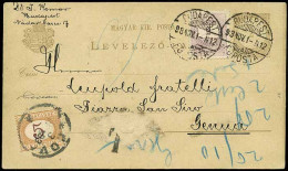 ESTERO > Ungheria - Tipologia: B - Ungheria - Cartolina Postale Da K.1 Con Testo Da Budapest A Genova Dell'1.11.1893 Aff - Cartas & Documentos