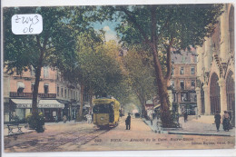 NICE- LE BEAU TRAMWAY DE L AVENUE DE LA GARE- NOTRE-DAME- MAGASIN AUX ARMES D ANGLETERRE- COLORISEE - Treinverkeer - Station