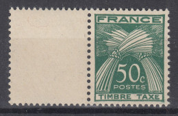 TIMBRE FRANCE TAXE GERBES 50c VERT N° 80 NEUVE ** GOMME SANS CHARNIERE - TB CENTRE - 1960-.... Neufs