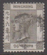 1866-1871. HONG KONG. Victoria 96 CENTS. Watermark CC Dark Shade. (Michel 18b) - JF539418 - Usados