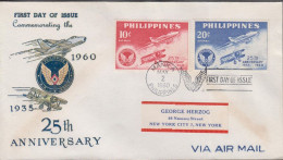 1960. PHILIPPINE ISLANDS. Fine FDC With Complete Set AIR FORCE Cancelled First Day Of Iss... (Michel 654-655) - JF539429 - Filipinas