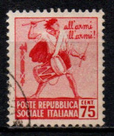 1944 Repubblica Sociale: Monumenti Distrutti - 1ª Emis. 75 Cent. Con Filigrana - Used