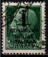 1944 Repubblica Sociale: "imperiale" Soprastampata 25 Cent. Usato - Used