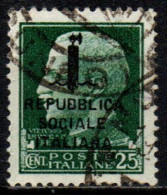 1944 Repubblica Sociale: "imperiale" Soprastampata 25 Cent. Usato - Used