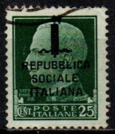 1944 Repubblica Sociale: "imperiale" Soprastampata 25 Cent. Usato - Oblitérés